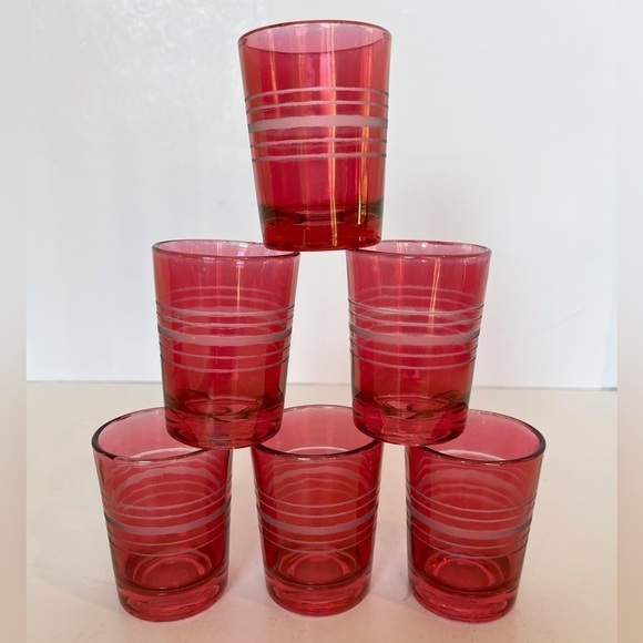 Federal Glass Other - Vintage Federal Glass Cranberry Red Juice Glasses